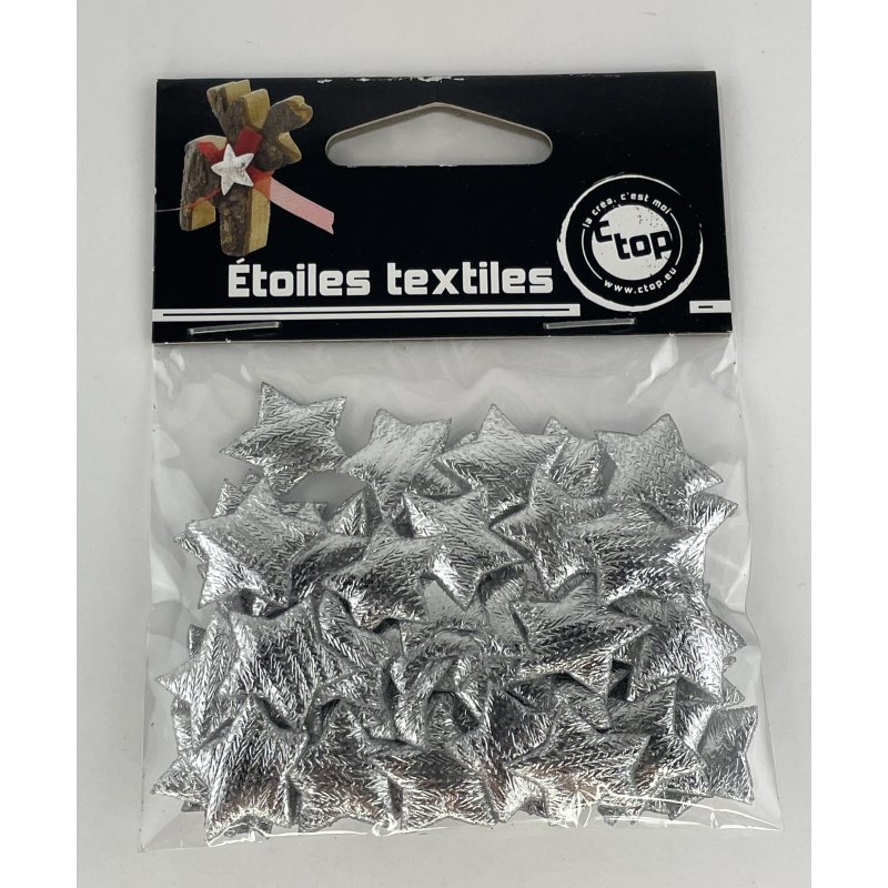 Stickers Etoiles 2cm - Tissu Argent scintillant x70