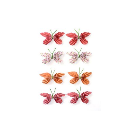 Stickers 3D papillon rouge - 8 pièces