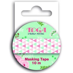 Masking tape triangles verts et rose