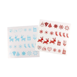 Stickers transparents noël bleu et rouge 48 pièces