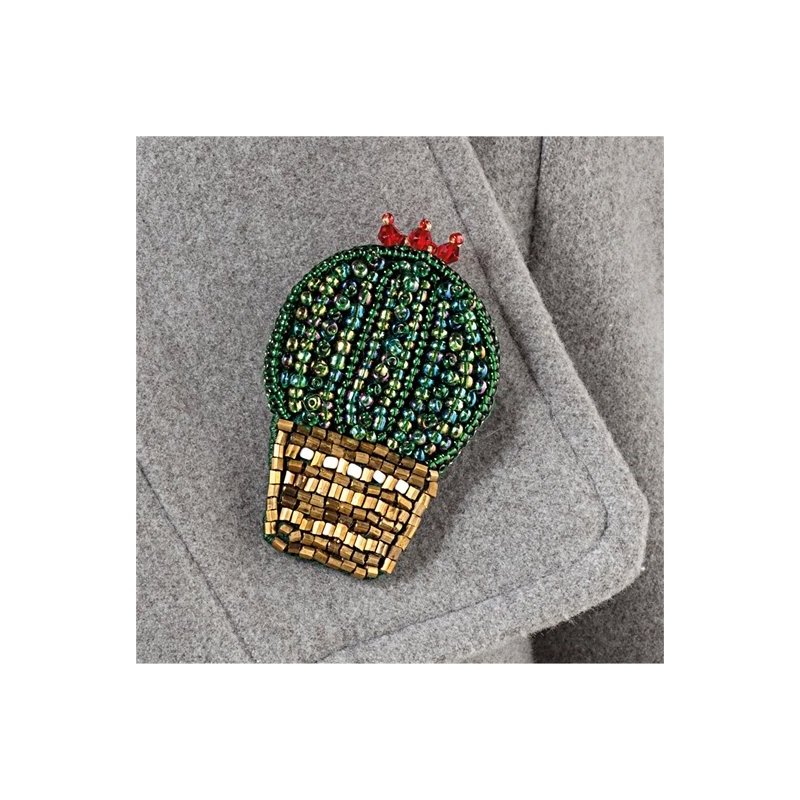 KIT BROCHE PERLES A BRODER CACTUS