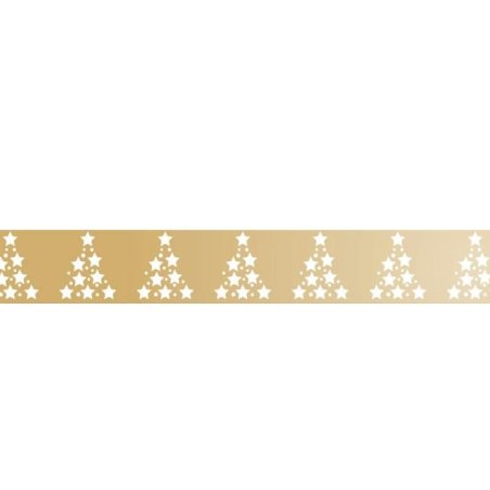 Masking tape Toga - Sapin et étoiles dorées - 1,5 cm x 10 m