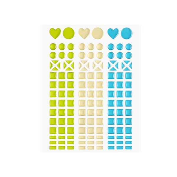 Mosaique stickers vert pomme, champagne, turquoise