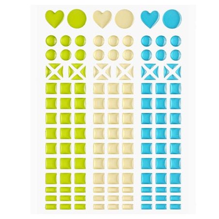 Mosaique stickers vert pomme, champagne, turquoise