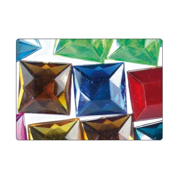 Strass facettes carrés multicolore 30mm