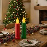 Bougie de Noël rouge et verte en Papercraft 3D