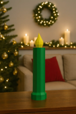 Bougie de Noël rouge et verte en Papercraft 3D