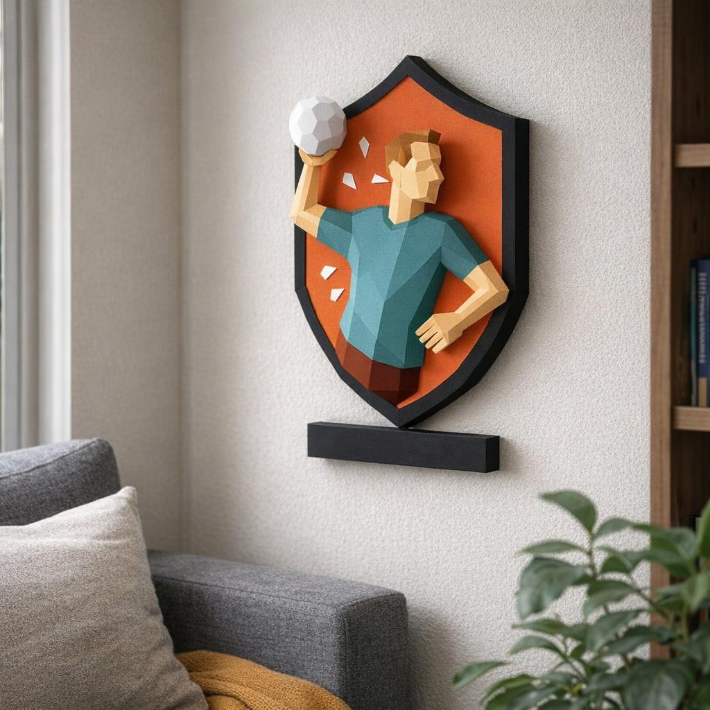 Cadre de handball mural en papercraft 3D Cadre de handball mural en papercraft 3D