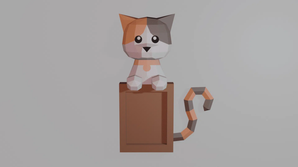 Cadre photo d'un chat en papercraft 3D