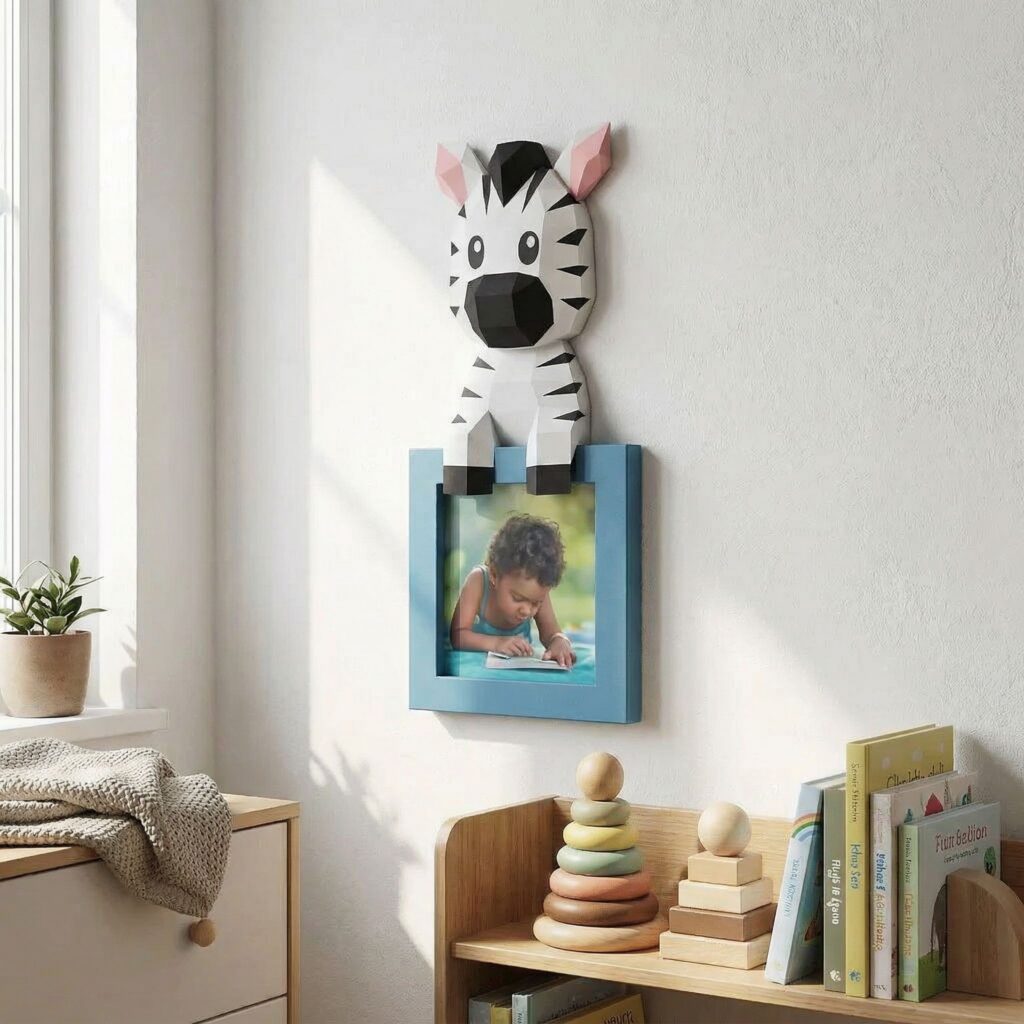 Cadre photo d'un zèbre en papercraft 3D