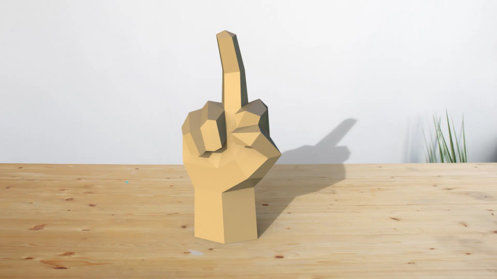 Doigt d'honneur en papercraft 3D