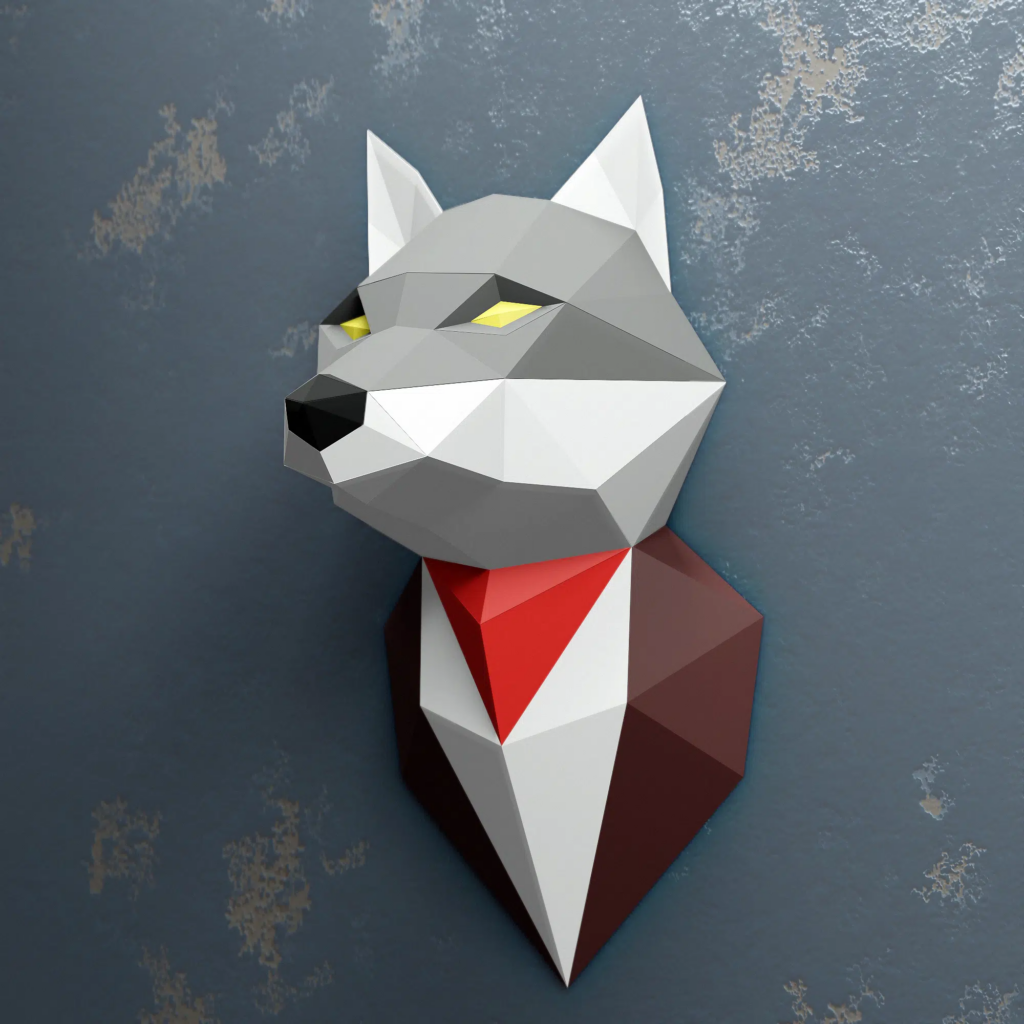 Loup en papercraft 3D