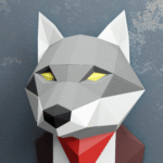 Loup en papercraft 3D