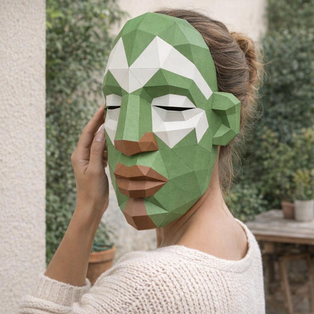 Masque africain vert papercraft 3D Masque africain vert papercraft 3D