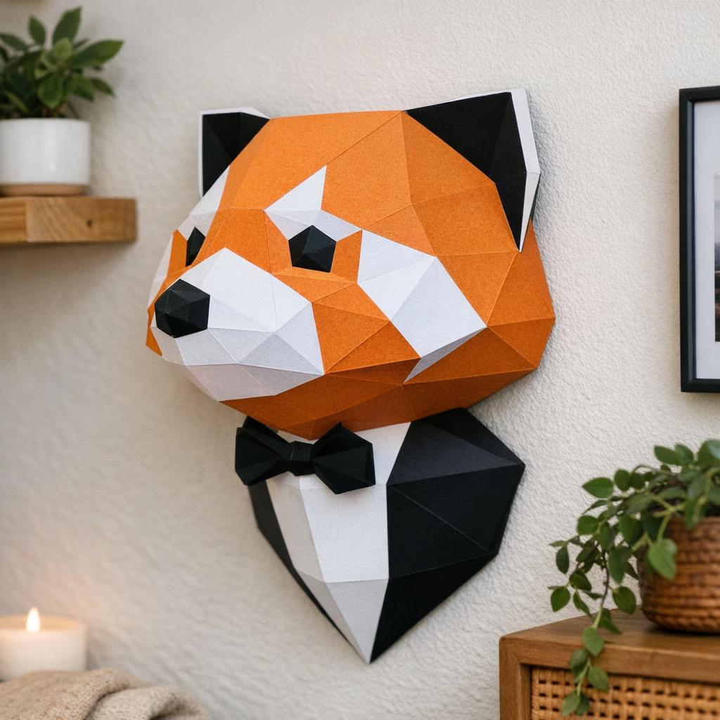 Panda roux en costume papercraft 3D