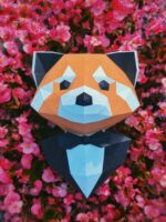 Panda roux en costume papercraft 3D