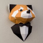 Panda roux en costume papercraft 3D