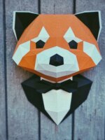 Panda roux en costume papercraft 3D