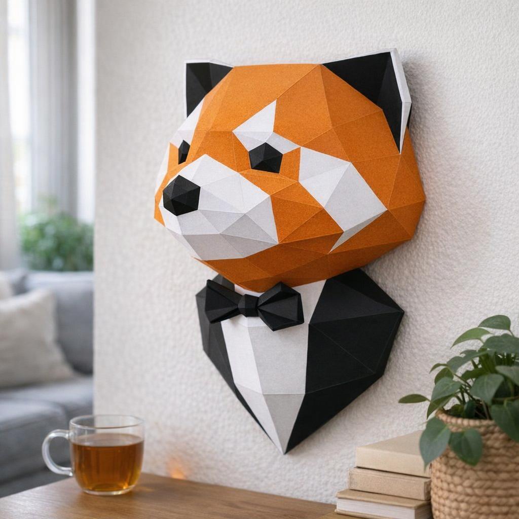 Panda roux en costume papercraft 3D