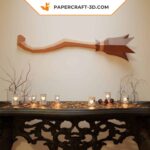 Papercraft balai de sorcière Halloween en origami