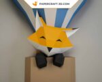 Papercraft bébé renard dans une mongolfière 3D