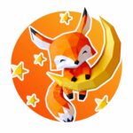 Papercraft bébé renard sur lune en origami