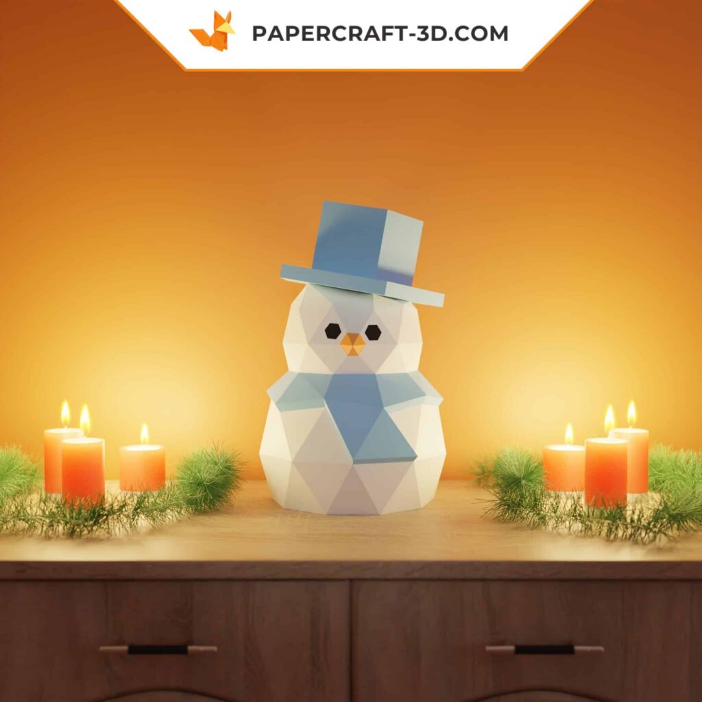 Papercraft bonhomme de neige en origami