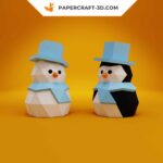 Papercraft bonhomme de neige en origami