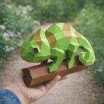 Papercraft caméléon sur branche en 3D