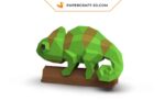 Papercraft caméléon sur branche en 3D