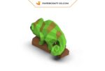 Papercraft caméléon sur branche en 3D