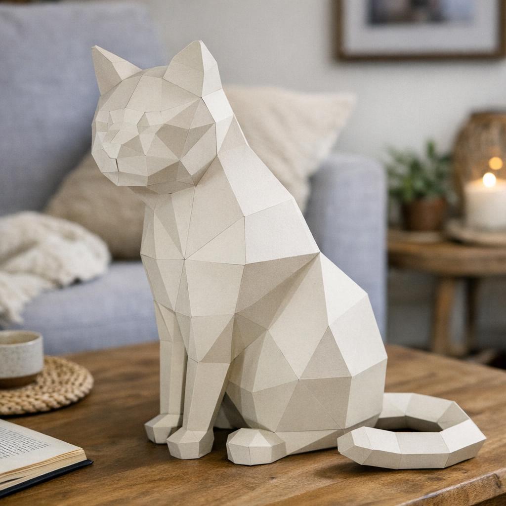 Papercraft chat en 3D