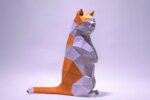 Papercraft chat Munchkin debout en origami