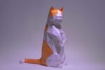 Papercraft chat Munchkin debout en origami