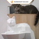 Papercraft chat sur un rocher en 3D
