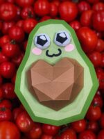 Papercraft d'avocat avec cœur en 3D