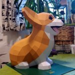 Papercraft de bébé Corgi assis mignon en 3D