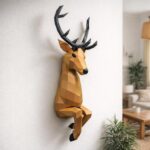 Papercraft de cerf sortant du mur en 3D