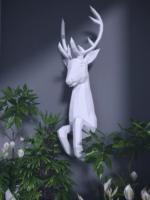 Papercraft de cerf sortant du mur en 3D