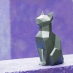 Papercraft de chat assis en 3D