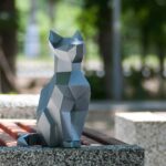 Papercraft de chat assis en 3D