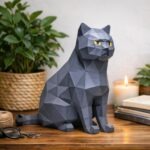 Papercraft de chat gris en origami