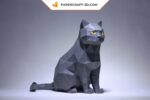 Papercraft de chat gris en origami