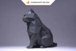 Papercraft de chat gris en origami