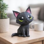Papercraft de chat noir en 3D
