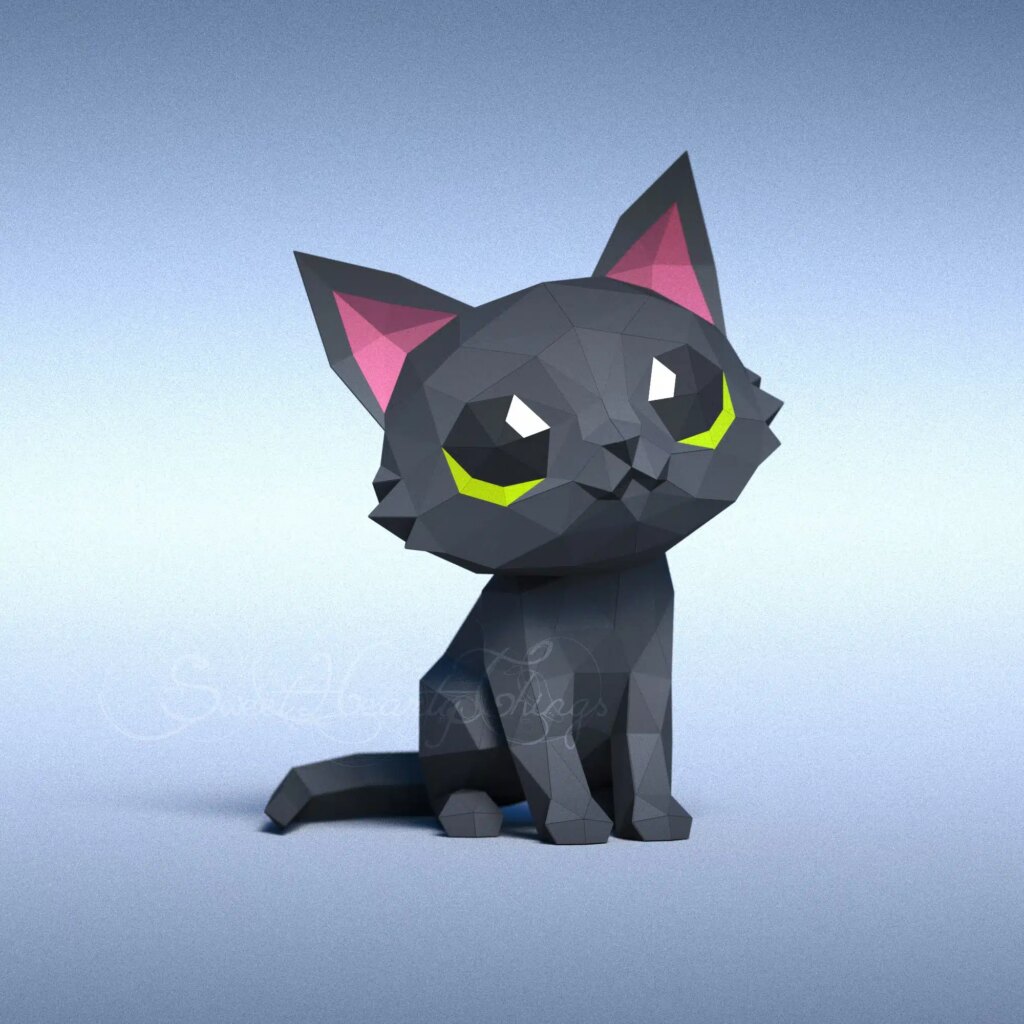 Papercraft de chat noir en 3D