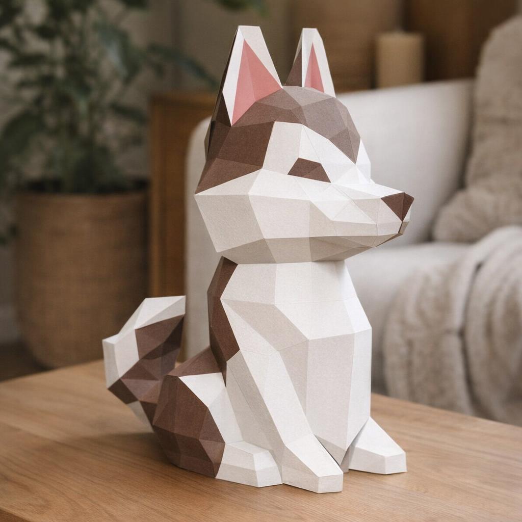 Papercraft de chiot husky en 3D