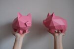 Papercraft de cochon pour tirelire en origami