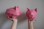 Papercraft de cochon pour tirelire en origami