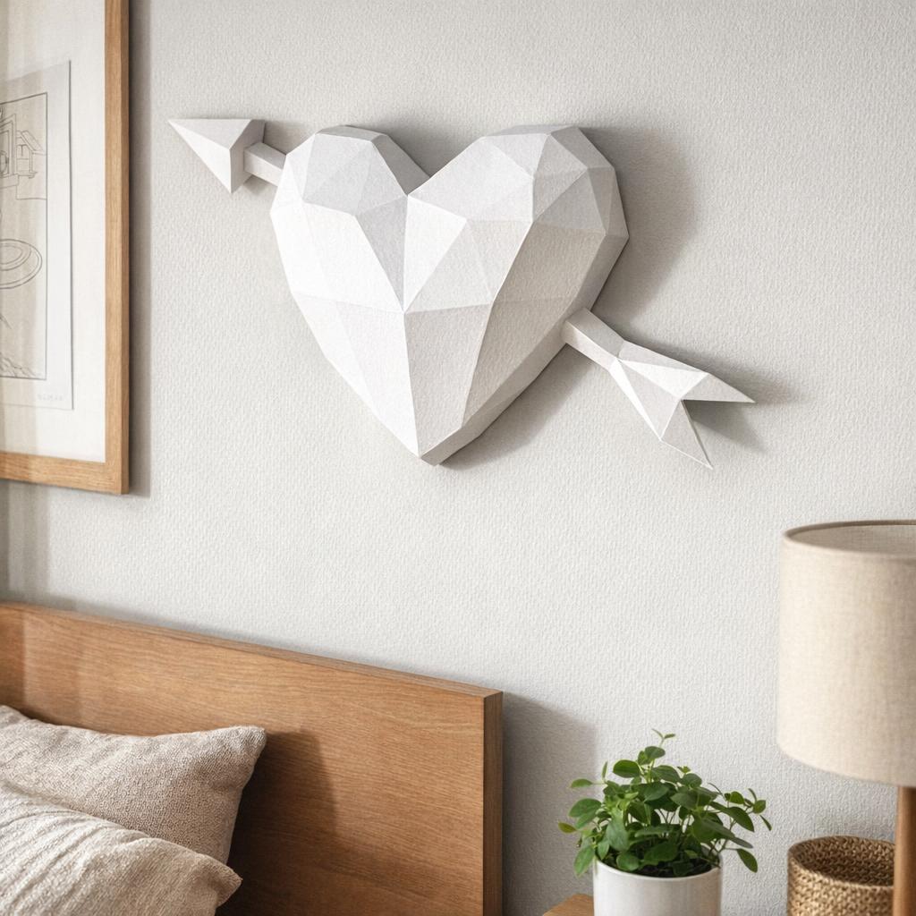 Papercraft de cœur Cupidon mural en 3D